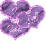 I Love You 3 Purple hearts 