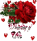 Thinking of You - Glitter Red Rose with Hearts