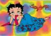 Betty Boop laying down with a blue dress on