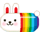 kawaii rabbit with rainbow