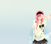 GIRL WITH PINK HAIR AND BUTTERFLYS