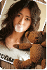 bubble gum girl with a teddy bear