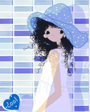 girl with a blue hat
