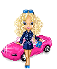 girl with pink car
