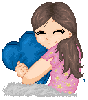 Girl hugging cushion