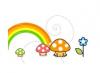 kawaii mushrooms and rainbow