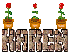 KAREN blooming roses on a brick wall