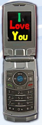 Cell Phone (silver samsung flip)- I Love You!