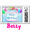 Happy Birthday Cake & Balloons Stamp- Betty