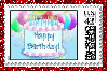 Happy Birthday Cake & Balloons Stamp (glitter boarder)