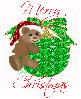Teddy Bear Christmas Ornament (glitter)- Merry Christmas