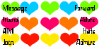 Rainbow hearts contact table