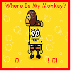 spongebob with a monkey on his head