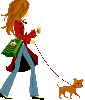 girl walking her puppy