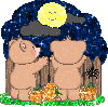 Bears looking at full moon