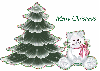 Cat with Tree and Merry Xmas text
