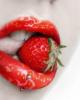 lips with strawberry