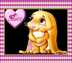 bunny looking at a heart