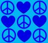 Blue hearts and Peace signs