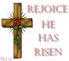 Rejoice He Has Risen Cross with Rose