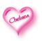pink heart with name Chelsea