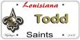 Saints License Plate - Todd