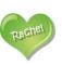 green heart with name Rachel