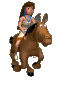 Indian woman riding horse