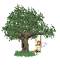 Angel swinging in tree