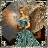 angel in blue with rhinestone frame