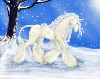 christmas unicorn in snow snowing