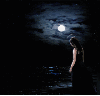 sad gothic girl with full moon flashing