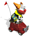 clown driving a car