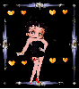 Betty Boop is dancing with float heart over her.