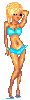 doll with blue and pink bikini