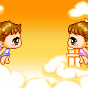 Animated angels kissing
