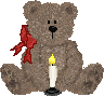 Teddy bear w/glowing candle