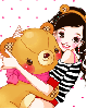 cute girl hugging her big teddy bear
