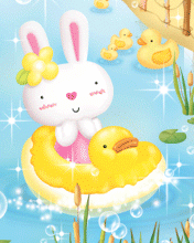 cute bunny on a duck buoy