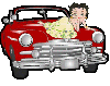 Winking Betty Boop on Red Convertible