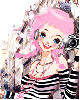 cute pink haired girl with a camera