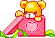 bear in a pink box