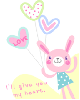 cute kawaii bunny with balloons : i'll give you my heart