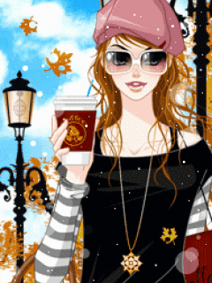 cute kawaii fashion girl coffee