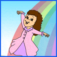 girl dancing in rainbow
