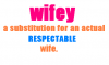 Wifey...a substitution for an actual RESPECTABLE wife