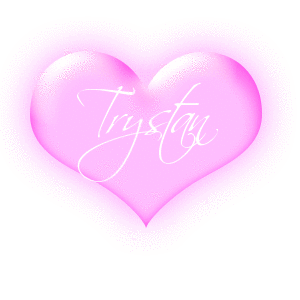 Trystan in a pink blinking heart