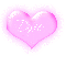 Dixie in a pink blinking heart