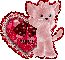 pink cat and heart valentine