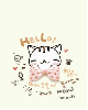 cute kawaii ribbon cat hello